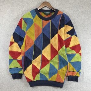 Vintage 90s Tundra COOGI Style Textured Sweater Multicolor COSBY Grandpa Hip Hop